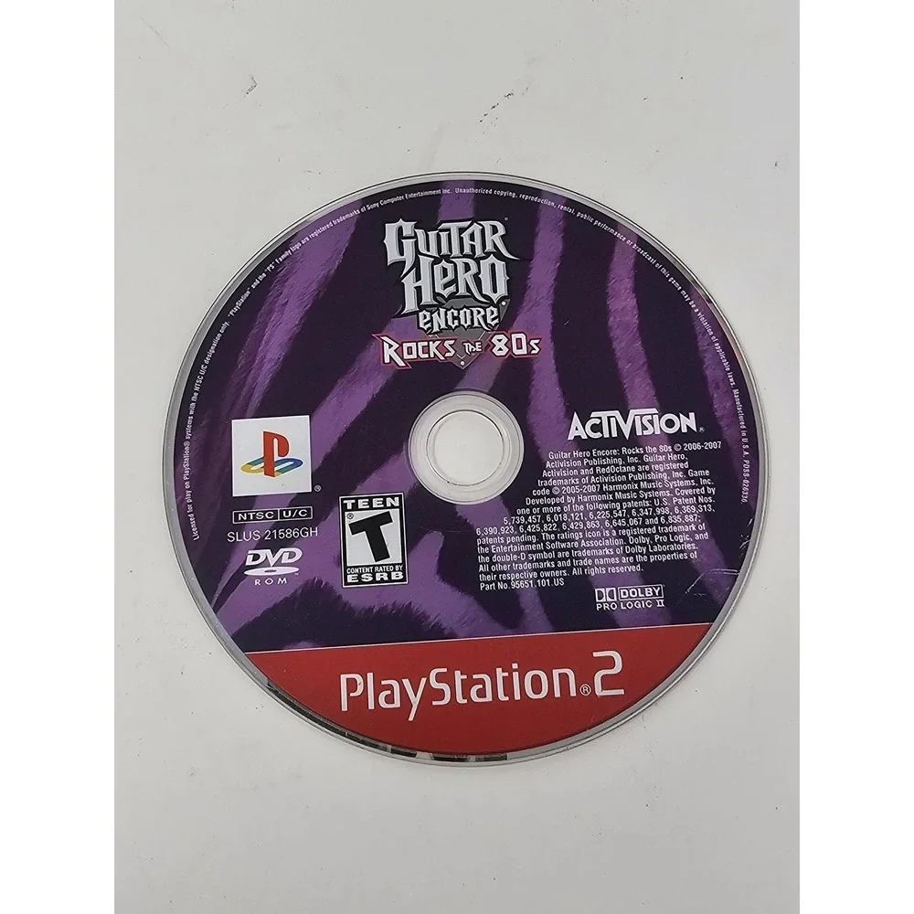 Guitar Hero Encore Rocks The 80s Sony PlayStation 2 PS2 Game Disc Only T Rated